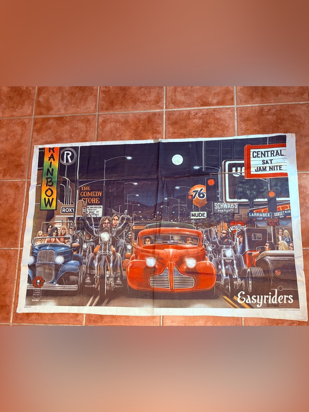 Vintage David Mann Easyriders Sunset Boulevard Tapestry Wall Hanging Licensed!!